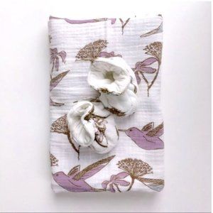 Organic Cotton Muslin Swaddle Blanket & Booties